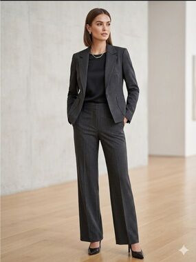 Charcoal Pinstripe Tailored Blazer - Women